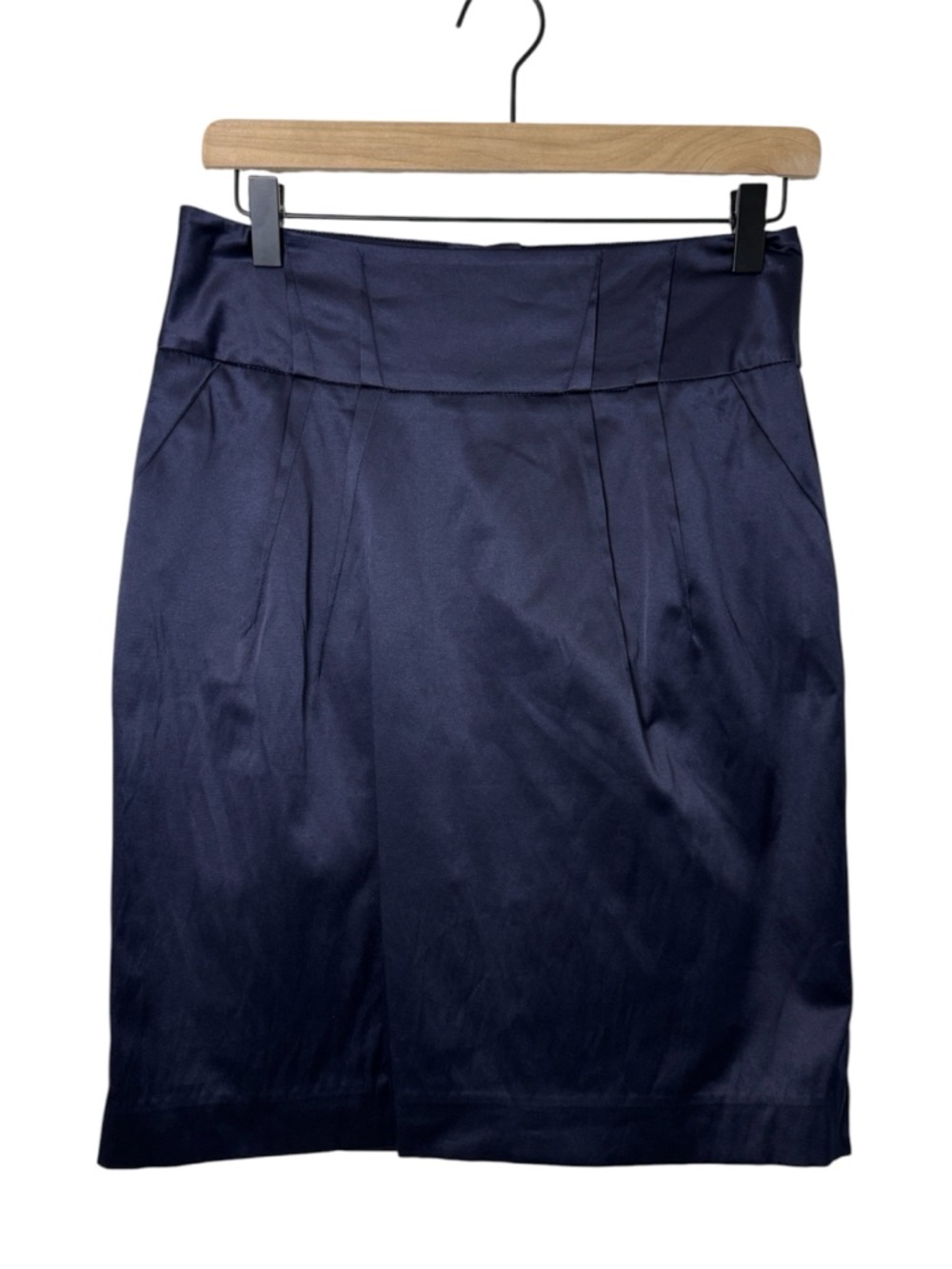 Vintage RW&CO. Pencil Skirt Size 6 Navy Pleated Detail Career Corporate Office